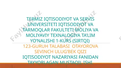 bandlik va ishsizlik — PPTX