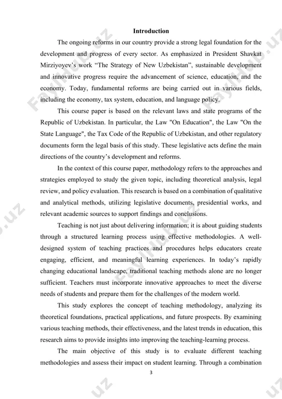 l institutions, and policymakers in developing more effective and student-centered teaching methodologies. relevance of the study in today’s rapidly evolving world, education plays a crucial role in shaping individuals and societies. the effectiveness of teaching depends not only on the content being delivered but also on the methods used to convey that knowledge. teaching methodology—a structured system of practices and procedures—directly impacts student engagement, comprehension, and overall academic success. as technology advances and learning preferences change, traditional teaching approaches are no longer sufficient to meet the needs of modern students. interactive methods, student-centered learning, and innovative pedagogical strategies have become essential in creating an effective and engaging learning environment. teachers must adapt to these changes by incorporating new methodologies that enhance critical thinking, creativity, and problem-solving skills. furthermore, global trends in education emphasize the importance of personalized learning, digital integration, and active student participation. researching teaching methodologies is therefore highly …