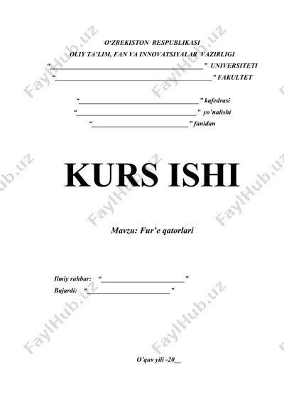 fure qatorlari kurs ishi — DOC