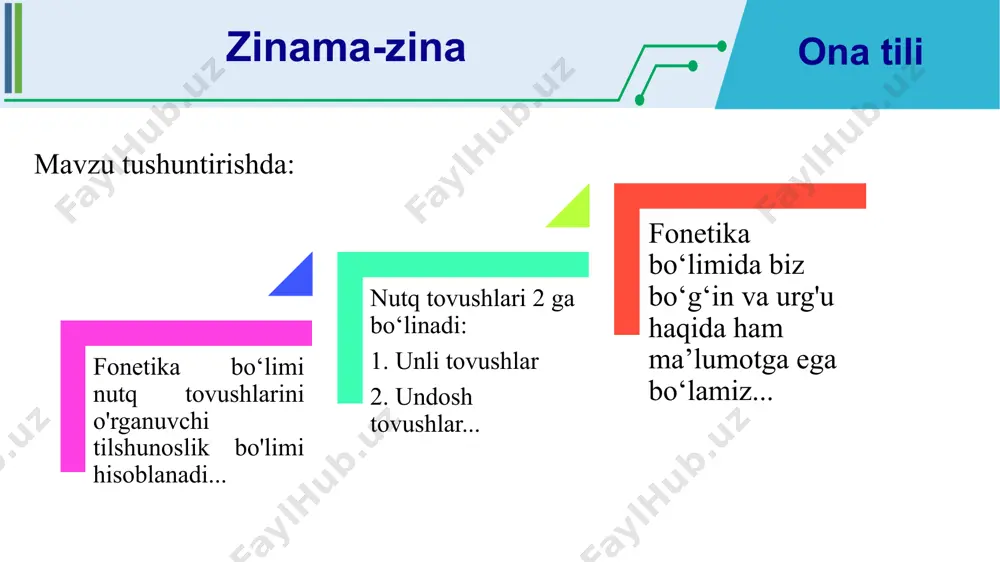 u fe’llardan payt ravishdoshi yasalganida ularning qaysi biri fonetik ( yozuv ) qoida asosida yoziladi? a) 2, 4 b) 1, 2, 3 c) 1, 3, 4 d) 1 ona tili ekspress test 4. yashil bo’yoq bilan bo’yalgan, ust tomoni qayrilgan o’ymakor panjarali, katta va og’ir darvozaga yetganida yigitning yuragi biroz o’ynab ketdi. ushbu gapda fonetik yozuv asosida yozilgan yasama so’zlar miqdori nechta? a) 1 b) 2 c) 3 d) ushbu gapda fonetik yozuv asosida yozilgan so’zlar mavjud emas 5. “qayir va ayir” so’zlariga qaysi qo’shimcha qo’shilsa, asosda tovush tushadi? a) nisbat yasovchi qo’shimcha b) egalik qo’shimchasi c) so’z yasovchi qo’shimcha d) zamon yasovchi qo’shimcha 6. sifatdan yasalgan fe’llar tovush tarkibi o’zgarishiga uchragan so’zlar berilgan qatorni aniqlang. a) yashnat, so’roq b) o’yna, ata c) sana, yasha d) qiyna, pasay ona tili ekspress test 7. o’rtoq, taroq so’zlariga qaysi qo’shimcha qo’shilsa, asosda fonetik o’zgarish bo’ladi? a) egalik qo’shimchasi b) kelishik qo’shimchasi c) …