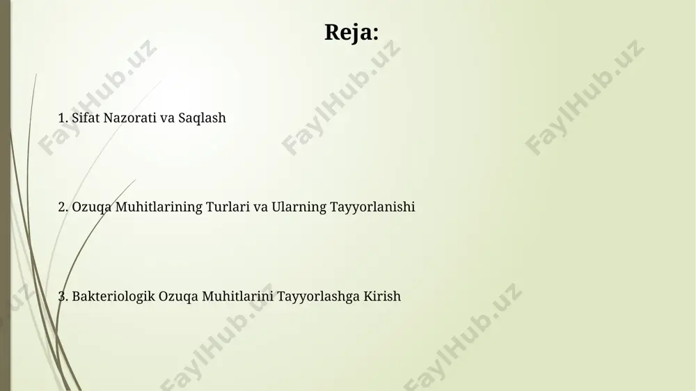 us aureusni aniqlash uchun mannitli tuzli agar muhitini tayyorlashda, 7,5% natriy xlorid va 1% mannit qo'shilishi bakteriyaning o'sishini va diferentsiatsiyasini ta'minlaydi, bu usul samarqand tibbiyot institutida qo'llaniladi. differensial ozuqa muhitlarini tayyorlash тақсимланган 400 мл macconkey агарни 90 mm петри чашкаларига солиб, стериллигини сақлаш учун тошкент вилоятидаги лабораторияда 24 соат ичида қўлланилади. salmonella-shigella агарни тайёрлаш учун, 50 грамм порошок 500 мл дистилланган сувда эритилади ва кейин 115°c да 10 минут стериллаштирилади, кейинчалик 45-50°c гача совутилади ва самарқанддаги лабораторияда ишлатилади. ozuqa muhitlarini saqlash va ishlatish agar ozuqa muhiti tayyorlashdan keyin darhol ishlatilmasa, 100 ml lik steril shisha idishlarga 15 ml dan quyib, avtoklavda 121°c da 15 daqiqa davomida sterilizatsiya qilish kerak. agar ozuqa muhitining yuzasida mog'or yoki boshqa mikroorganizmlar ko'rinishi kuzatilsa, uni 24 soat ichida tashlash kerak, chunki bu muhitning ifloslanganligini bildiradi va samarqanddagi tekshiruv laboratoriyalari bunday muhitlardan foydalanishni tavsiya etmaydi. ozuqa muhitlarini sterillash usullari озуқа муҳитларини 121°c да 15 дақиқа давомида …