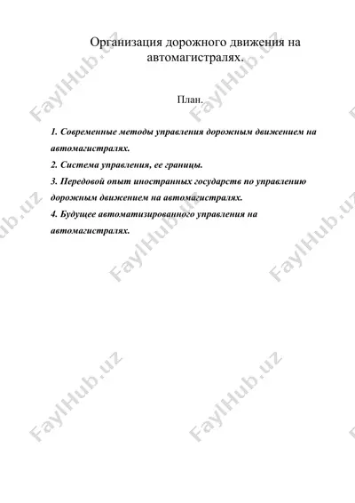 организация дорожного движения на автомагистралях. — DOC