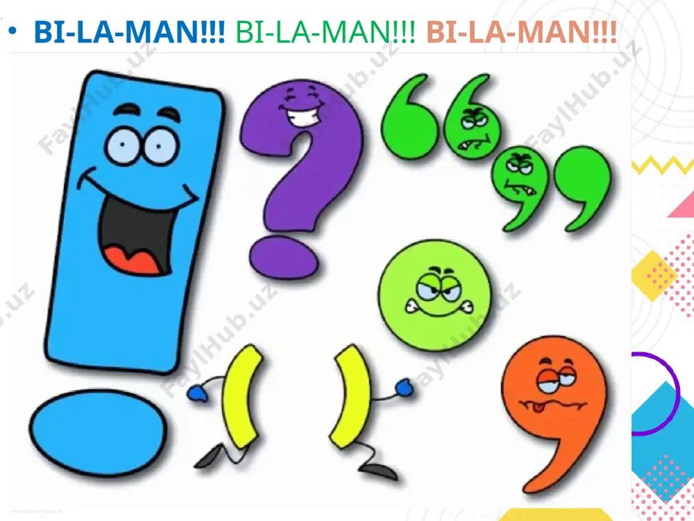 sullari to‘plami “formativ baholash” (shakllantiruvchi) deb nomlanadi. formativ baholashning asosiy vazifasi o‘quv yili uchun qo‘yilgan maqsadlarning bajarilishi yoki bajarilmasligini aniqlash.shuning uchun ham ularning har ikkisi o‘quv yili davomida erishmoqchi bo‘lgan o‘quv maqsadlarini aniq bilishlari kerak. . formativ baholash diagnostic, standartlashtirilgan testlar, viktorinalar, og‘zaki savollar, yoki qoralama ish shaklida ham bo‘lishi mumkin. formativ baholar yakuniy baholarga ta’sir qilmaydi. summativ baholash maktablarda reyting uchun asos yaratadigan ko‘rsatkichlar sifatida olingan ballar yoki foizlar. formativ baholash – bu o‘rganish uchun baholash, summativ baholash – bu ta’limni baholash. baholash ta’lim olish jarayonining davomi biz qanday baholayapmiz? chorak davomida joriy va oraliq nazoratlarda olingan ballar asosida choraklik baho; choraklik baholar va bosqichli nazoratda olingan ball asosida yillik baho aniqlanadi. o‘rta arifmetik asosiga qurilgan, bu to‘g‘rimi? 5, 4, 5, 4, 5 5, 4, 5, 5, 4, 4, 4, 5, 4 a n v a r b o b u r image1.jpg image4.png image5.png image6.png image7.jpeg image8.jpeg image9.jpeg …
