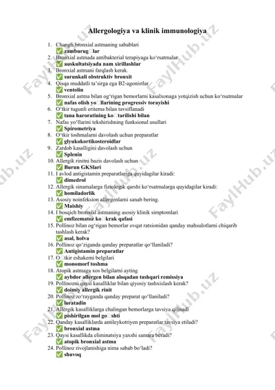allergologiya va klinik immunologiya — DOCX