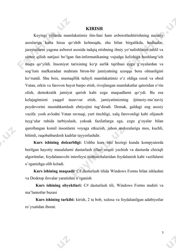 ilgan mavzular: 1.2 jadval c# 3.0 qo’shimcha imkoniyatlari c# 4.0 c# 4.0 2010-yilda chiqarilgan va dinamik tillar bilan o'zaro ishlashni yaxshilashga qaratilgan quyidagi jadvalda keltirilgan mavzularni o'z ichiga olgan f# va python kabi: 1.3 jadval c# 4.0 qo’shimcha imkoniyatlari c# 5.0 c# 5.0 2012-yilda chiqarilgan va asinxron operatsiyani qo'llab-quvvatlashni soddalashtirishga qaratilgan qanday ko'rinishini yozish paytida avtomatik ravishda murakkab amallarini amalga oshirish orqali quyidagi jadvalda keltirilgan mavzularni o'z ichiga olgan sinxron bayonotlar: 1.4 jadval c# 5.0 qo’shimcha imkoniyatlari c# 6.0 c# 6.0 2015-yilda chiqarilgan va tilni, shu jumladan, kichik tuzatishlarga qaratilgan quyidagi jadvalda keltirilgan mavzular: 1.5 jadval c# 6.0 qo’shimcha imkoniyatlari c# 7.0 c# 7.0 2017-yil mart oyida chiqarilgan va shunga o'xshash funktsional til xususiyatlarini qo'shishga qaratilgan tuple va pattern matching ni moslashtirish, shu jumladan mavzularga kichik tuzatishlar quyidagi jadvalda keltirilgan: 1.6 jadval c# 7.0 qo’shimcha imkoniyatlari c# 7.1 c# 7.1 2017-yil avgust oyida chiqarildi va tilda kichik aniqliklarga e'tibor qaratdi, …