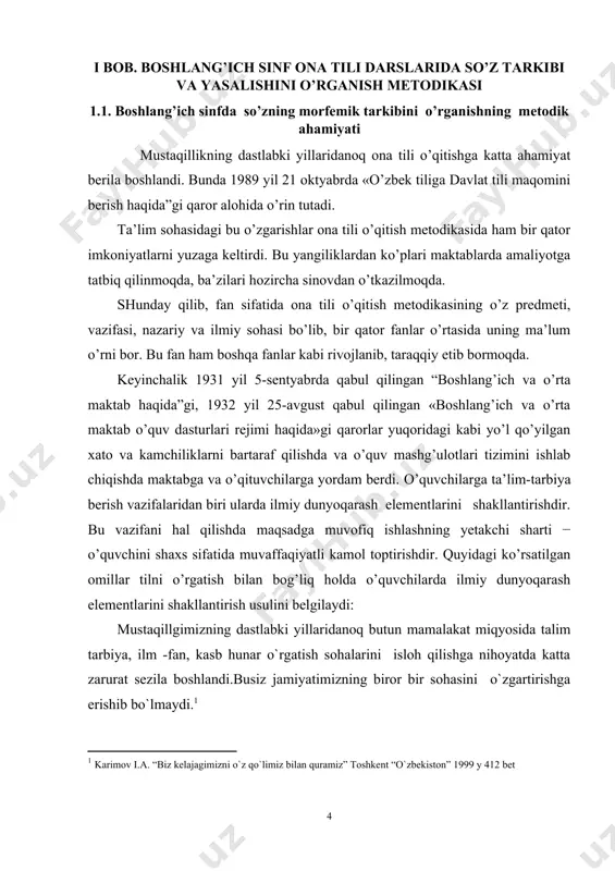 sezila boshlandi.busiz jamiyatimizning biror bir sohasini o`zgartirishga erishib bo`lmaydi. 1. tilning ijtimoiy hodisa sifatidagi mohiyati uning aloqa (kommunikativ) vazifasini ifodalashdan iboratdir. maktabda, shu jumladan, boshlang’ich sinflarda tilni o’rgatishning yetakchi yo’nalishi o’quvchilar tomonidan tilning aloqa vazifasini bajarishini tushunishlariga erishish hisoblanadi. 2. til bilan tafakkur uzviy bog’liq bo’lib, tafakkur so’z vositasida yuzaga chiqadi. til tafakkurnipg mahsuli hisoblanib, ongdan tashqarida o’zicha yashamaydi. maktabda tilning barcha tomonlari (talaffuzi, fonetikasi, leksikasi, grammatikasi, so’z yasalishi)ni o’zaro bog’liq holda o’rganish ona tilini o’rgatishdagi yetakchi tamoyil bo’lib, uni amalga oshirish o’quvchilarning tilni murakkab, rivojlanuvchan, o’zaro bog’langan muhim tomonlarga ega bo’lgan hodisa sifatida anglab yetishlari uchun ilmiy asos yaratadi. tilning mohiyatini bunday idrok etish hodisalarning rivojlanuvchanligi va o’zaro bog’langan qismlardan tuzilishini tushunishga zamin hozirlaydi. maktab tajribasi va maxsus tekshirishlar shuni ko’rsatadiki, yuqorida qayd etilgan dastlabki qoidalarni o’quv jarayonida amalga oshirishda ijtimoiy hodisa sifatida til haqidagi bilimlar majmuasini to’g’ri tanlash, asosiy til hodisalarini va turlarini tushuntirishda o’qituvchining tutgan metodologik yo’lining …