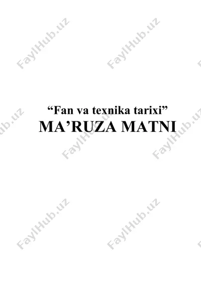 fan va texnika tarixi — DOCX