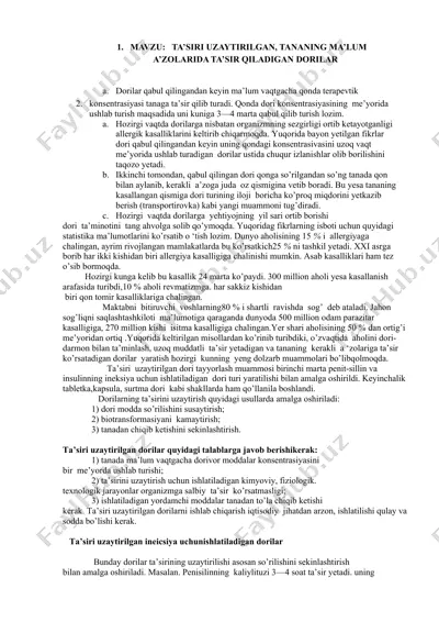 dorilar terapevtik ta’siri ustida — DOCX