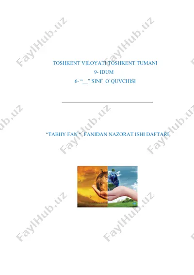 "tabiiy fan “ fanidan nazorat ishi daftari" — DOCX