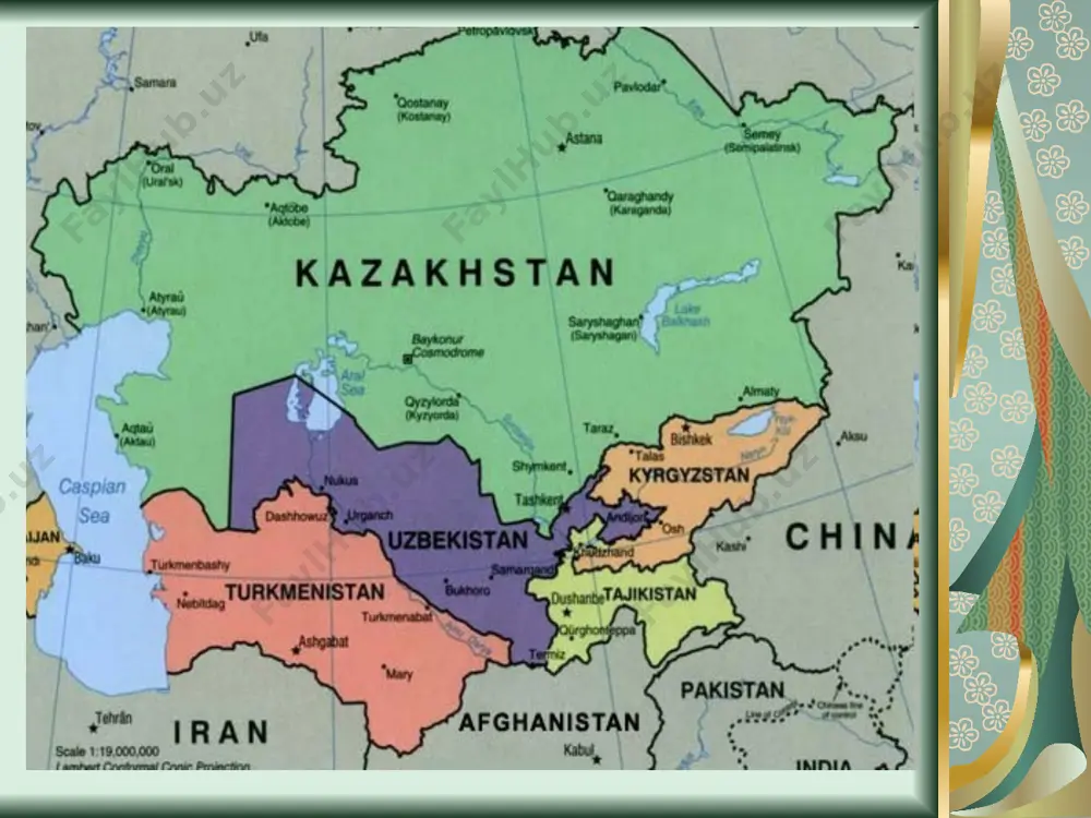 vast natural resources.[1] [1] royal berglee. worid regional geography: people, places and globalization. morehead state university. 2012. 226 fandan tavsiya etilgan adabiyotlar ro’yxati asosiy adabiyotlar 1. qayumov a.a., pardayev g‘.r., islomov i.n. iqtisodiy va ijtimoiy geografiya (markaziy osiyo davlatlari iqtisodiy va ijtimoiy geografiyasi). o‘quv qo‘llanma. t.: 2015. 142-160 bet qo’shimchа аdаbiyotlаr 1. royal berglee. worid regional geography: people, places and globalization. morehead state university. 2012. 226 bet 2. баратов п, маматқулов м, рафиқов а. ўрта осиё табиий географияси. дарслик. t.: 2002. 291-302 бет e’tiboringiz uchun tashakkur! image6.png image7.png image8.png image9.png image10.png image11.png image12.png image13.png image14.png image15.png image16.png image17.png image18.png image19.png image20.png image1.wmf image2.png image3.png image4.png image5.png