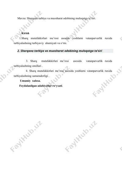 sharqona tarbiya va muosharat odobining muloqatga ta’siri — DOC