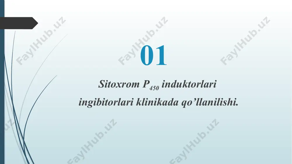 mlari aminokislotalar ketma-ketligi homologiyasiga ko'ra 20 oilaga guruhlangan. uchta oila - cyp1, cyp2 va cyp3 - substratlarga xos bo'lmagan fermentlarni o'z ichiga oladi va ko'p miqdordagi begona moddalar (ksenobiotiklar), shu jumladan dorilar almashinuvida ishtirok etadi. farmakogenetika uchun, xususan, oltita gen (cyp1a1, cyp1a2, cyp2c9, cyp2c19, cyp2d6 va cyp3a4) ayniqsa muhimdir, chunki ular kodlagan oltita ferment keng tarqalgan ishlatiladigan barcha dorilarning 90% dan ortig'ida i faza metabolizmi uchun javobgardir. faqatgina cyp3a4 klinik tibbiyotda qo'llaniladigan barcha dorilarning 40% dan ortig'ining metabolizmida ishtirok etadi. bundan tashqari, ko'pgina cyp genlari juda polimorfik bo'lib, allellar dori terapiyasiga javob berish uchun haqiqiy funktsional oqibatlarga ega. cyp allellari ko'plab dorilarning metabolizm tezligiga ta'sir qiluvchi ferment faolligining yo'qligi, kamayishi yoki oshishiga olib kelishi mumkin. misol uchun, cyp2d6, birinchi faza metabolizmidagi asosiy sitoxrom 70 dan ortiq turli dori vositalarida faoldir. cyp2d6 genida 26 ta allel tasvirlangan, bu uning faolligiga uni kamaytirish, yo'q qilish yoki oshirish (blok) orqali ta'sir qiladi. inson …