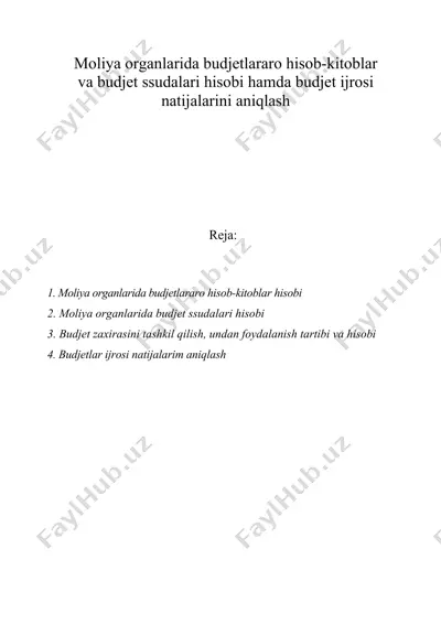 moliya organlarida budjetlararo hisob-kitoblar — DOC