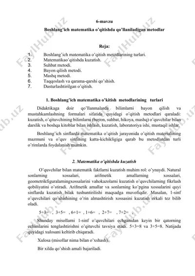 matematika o'qitish metodlari — DOCX