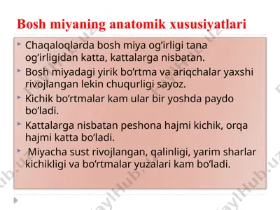 boshmiyaning anatomik xususiyatlari — PPTX