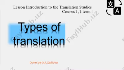 lesson introduction to the translation studies — PPTX
