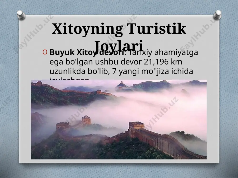 zmdan olinadigan daromad 2019 yilda, pandemiyadan oldin, xitoy inbound turizmdan (xalqaro sayyohlar) taxminan 131 milliard aqsh dollari daromad olgan.xitoyga tashrif buyuradigan xalqaro sayyohlar asosan janubi-sharqiy osiyo, evropa va shimoliy amerika davlatlaridan keladi. bu turistlar xitoyda mehmonxona, oziq-ovqat, transport va boshqa xizmatlar uchun katta miqdorda mablag‘ sarflaydi.2023 yilda covid-19 pandemiyasidan so'ng xalqaro turizm qayta tiklanishi boshlanishi bilan xitoyning xalqaro turizmdan ko'radigan daromadlari 65-70 milliard aqsh dollarini tashkil qilishi kutilmoqda. ichki turizmdan olinadigan daromad xitoy ichki turizmi juda rivojlangan bo‘lib, 2023 yilda 6 milliarddan ortiq sayohatlar amalga oshirilgan.ichki turizm orqali ko‘rilgan daromadlar 2023 yilda 4 trillion yuanga (taxminan 600 milliard aqsh dollari) yetgan.xitoyda ichki turizm juda keng tarqalgan va ko'plab xitoyliklar dam olish, bayramlar va boshqa tadbirlar paytida ichki sayohatlar amalga oshiradi. xitoyning turizm sohasidagi o'sish sur'ati 2015 yildan 2019 yilgacha xitoyning turizm daromadlari yiliga o'rtacha 10% o'sdi.2022 yilda pandemiya sababli turizm pasaygan bo'lsa-da, 2023 yilda turizm bozorining tiklanishi kutilmoqda va o'sish …