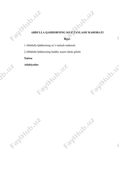abdullah qahhorning so‘z tanlash mahorati — DOCX