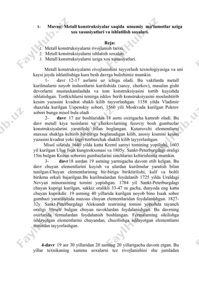 metall konstruksiyalar — DOCX