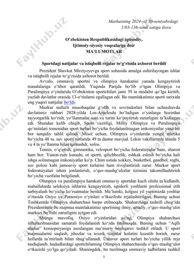 sport sohasidagi istiqbolli rejalar — DOC