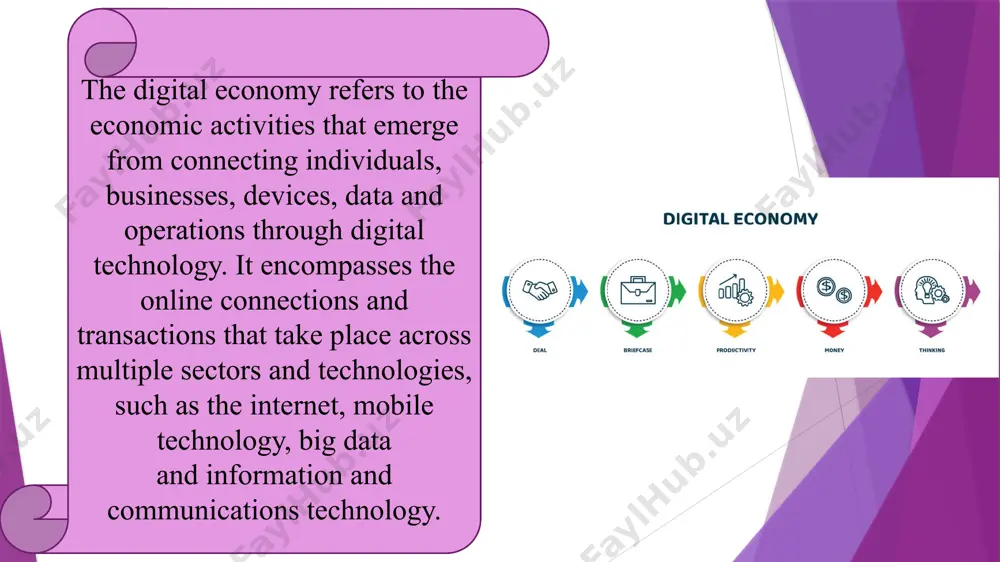 some roles obsolete. individuals might need to acquire new skills for ongoing employability, which can cause temporary unemployment and economic disruption. monopoly. the digitalization of the economy has resulted in a small number of large providers such as apple, amazon and google gaining substantial power, resulting in monopolistic conditions in certain sectors. the digital economy is backed by the spread of information and communication technologies (ict) across all business sectors to enhance productivity. a phenomenon referred to as the internet of things (iot) is increasingly prevalent, as consumer products are embedded with digital services and devices information and communication technologies (ict) is defined as a diverse set of technological tools and resources used to transmit, store, create, share or exchange information. these technological tools and resources include computers, the internet (websites, blogs and emails), live broadcasting technologies (radio, television and webcasting), recorded broadcasting technologies (podcasting, audio and video players, and …