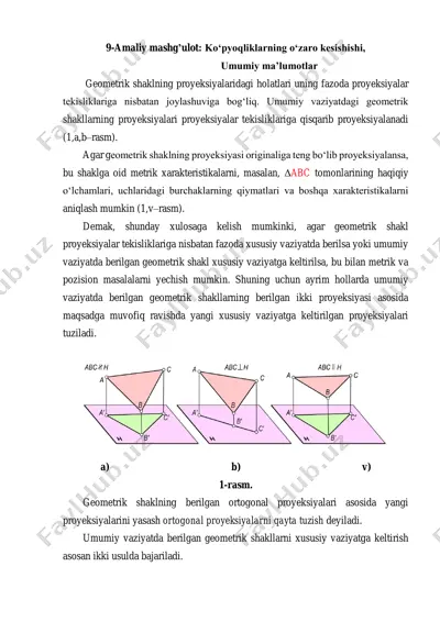 geometrik shakllarning proyeksiyalaridagi holatlari — PDF