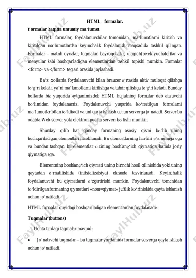 html formalar — PDF
