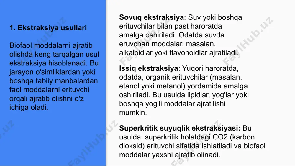 biofaol moddalarni ajratib olish va tozalash usullari - Page 4