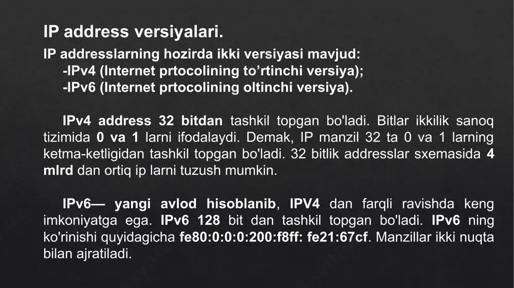 ip address va ularning tasnifi - Page 3