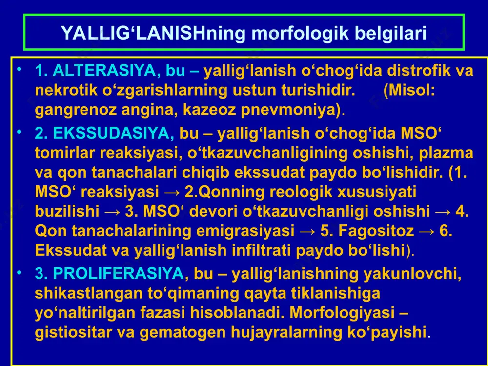 “ pachkadagi sigareta” larga uxshab joylashgan buladi. manqa kasalligida neytrofil leykositlar aralash epitelioid xujayralardan iborat granulyomalar paydo buladi. bu tugunchalar kupincha tez nekrozga uchrab, yiring boylab irib ketadi. skleroma kasalligini volkovich-frish tayokchasi chakiradi. granulyoma kupincha burunning shillik pardasida rivojlanadi. proliferativ uchogida plazmatik, epitelioid va limfasitlar kupayadi. xujayralar orasida gialin sharlari kup buladi. sitaplazmasi och rangda bulgan yirik xujayralar / mikulich xujayralari/ paydo buladi.