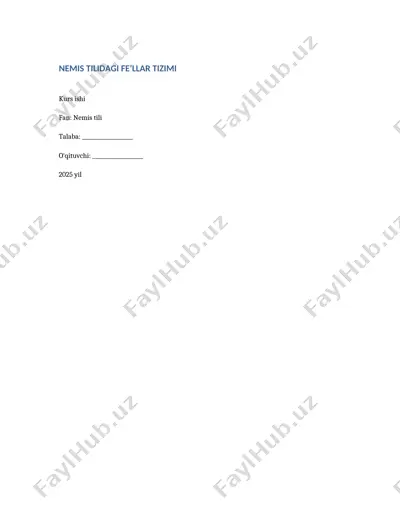 nemis tilidagi fe’llar tizimi — DOCX