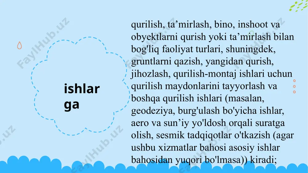 rini amalga oshirishda narxlami shakllantirish jarayonini nazorat qilish; - davlat xaridlari bo‘yicha hukumat komissiyasining qonun hujjatlari bilan uning vakolatiga kiritilgan masalalar bo‘yicha materiallar va qarorlar loyihalarini tayyorlash; - davlat va xo'jalik boshqaruvi organlari, mahalliy davlat hokimiyati organlari, tovarlar (ishlar, xizmatlar)ning davlat xaridlari jarayonida ishtirok etuvchi boshqa tashkilotlar va xo'jalik yurituvchi subyektlar tomonidan hukumat komissiyasi qarorlari bajarilishini nazorat qilish; - davlat xaridlari sohasidagi qonun hujjatlarini takomillashtirishda qatnashish. o‘zbekiston respublikasi prezidentining 2011-yil, 7-fevraldagi pq-1475-sonli “davlat xaridlari tizimini maqbullashtirish va ularga kichik biznes subyektlarini jalb etishni kengaytirish to‘g ‘risida”gi qaroriga muvofiq, o‘zbekiston respublikasi vazirlar mahkamasi huzurida davlat xaridlari bo‘yicha hukumat komissiyasi tashkil qilindi. hukumat kom issiyasiga o‘zbekiston respublika tovar-xom ashyo biijasi tomonidan tashkil etiladigan elektron savdolarda amalga oshiriladigan davlat xaridlari bo‘yicha tovarlar ro‘yxatini aniqlash hamda kichik biznes subyektlari tomonidan amalga oshiriladigan xaridlar bo‘yicha tovarlar (ish, xizmat) guruhiga o‘rnatilgan minimal ulushlar (kvota) miqdorini belgilab borish va boshqa vazifalar topshirilgan budjetdan mablag‘ oluvchilarning elektron savdolarda …
