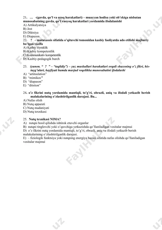 kasbiy kompetentlik yakuniy nazorat test savollari - Page 5