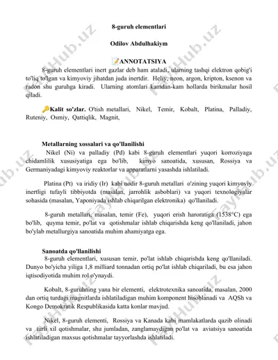 8-guruh elementlari — DOCX