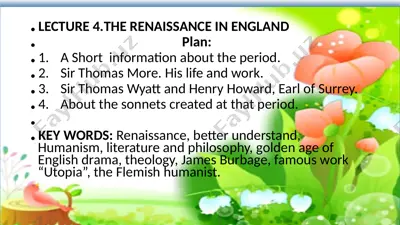 the renaissance in england — PPTX