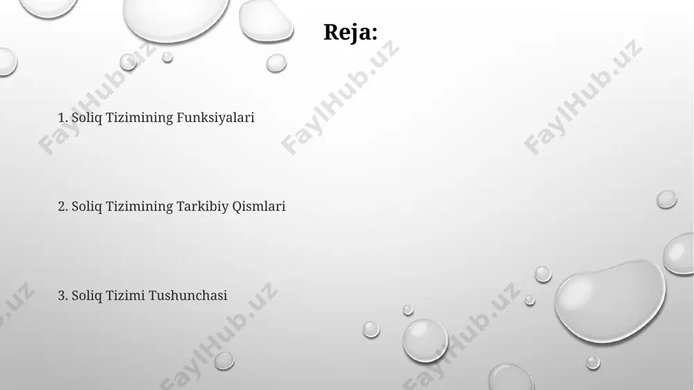 urlarni moliyalashtirishdan iborat. soliq stavkalari va imtiyozlari iqtisodiyotning 5-10% o'sishini ta'minlash, investitsiyalarni jalb qilish va raqobatbardoshlikni oshirishga qaratilgan. yagona soliq to'lovchilarning soni 2023 yilda 3 millionga yetdi, bu soliq yig'imlarining samaradorligini ko'rsatadi va soliq nazoratini kuchaytirishni talab qiladi. soliq bazasi va stavkasi yer solig'i soliq bazasi yer uchastkasining kadastr qiymati bo'lib, soliq stavkalari hududiy xususiyatlarga qarab 0,1% dan 1% gacha o'zgarib turadi. soliq bazasi, masalan, foyda solig'ida, korxona toza daromadini, ya'ni yalpi daromadidan barcha ruxsat etilgan xarajatlarni chegirib tashlaganidan keyingi qoldiqni ifodalaydi va 20% stavkasi bilan solig'lanadi. qo'shilgan qiymat solig'i (qqs)da soliq bazasi amalga oshirilgan operatsiyalar bo'yicha tovarlar va xizmatlarning to'lov summasini bildiradi va hozirgi kunda asosiy stavkasi 15% ni tashkil etadi. soliq hisobi va hisobot berish soliq hisobi, 1-ilova shaklida taqdim etiladigan deklaratsiyalar orqali amalga oshiriladi va bu deklaratsiyalar yillik daromadning 15% dan kam bo'lmagan qismini aks ettirishi shart. soliq hisobotini topshirish muddati, soliq kodeksining 22-moddasiga asosan, har chorakda, …