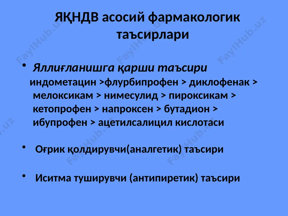 екинлашуви ревматик касалликларда гк-терапиянинг асосий вариантлари локал (бўғим бўшлиғига) локал (маҳаллий) тизимли кичик дозалар юқори дозалар альтернацияловчи пульс-терапия «мини-пульс» терапия қўшма (цитостатиклар билан) 30 кўрсатмалар яллиғланувчи, аллергик ва аутоиммун касалликлар(бириктирувчи тўқиманинг диффуз касалликлари, гемолитик анемия, дерматит, аллергик дерматитлар, бронхиал астма, органлпр трансплантацияси) буйрак усти бези етишмовчилиги (ўрин босувчи даволаш сифатида) турли этиологияли шошилинч ҳолатлар (анафилактик шок, турли этиологияли шоклар, ўпка шиши, астматик статус) 31