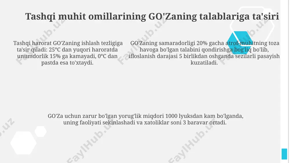 g'o'zaning tashqi muhit omillariga talabi - Page 5