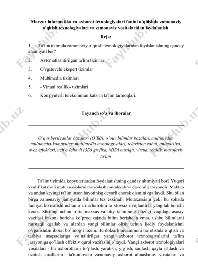 zamonaviy o’qitish texnologiyalari va vositalari — DOCX