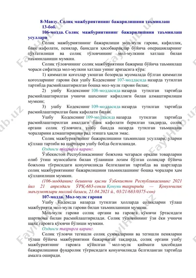 soliq majburiyati bajarilishini ta'minlash — DOCX
