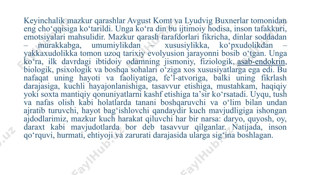 kiston hududidagi totemizm e’tiqodiga aloqador eng qadimiy yodgorliklardan biridir. bolani ko‘mishdan avval uning atrofi tog‘ echkisi – arxarning shoxlari bilan o‘ralgan, bu uning totem jonivor bilan bog‘liqligi to‘g‘risidagi taxminni ilgari surish imkonini beradi. fetishizm. zamonaviy dinlarda fetishizm tabarruk buyumlarni tavof qilish tarzida, jumladan, xristianlarda — xoch, ikonalar, mayitga sig‘inish, buddizmda –tabarruk o‘g‘ir yoki hovoncha tarzida saqlanib qolgan.irim-sirimga ishonadigan odamlar orasida tumor baxt keltiradi, ko‘zmunchoq esa yomon ko‘zdan asraydi, degan ishonch mavjud bo‘lgan. afsuski, dini islom bo’lgan odamlar orasida ham shu kabi shirk bo’lgan irim-sirimlar saqlanib qolgan. taqa, tumor, bo‘yin taqinchog‘i (kulon) kabi narsalar zamonaviy fetishlarga misol bo‘ladi. shamanizm (shomonlik). boshqa millatlarda bo‘lgani singari, markaziy osiyo xalqlarida ham shamanizm turli ko‘rinishlarda kuzatiladi. folbinlik, romochish, issiq-sovuq qilish, ilgirlik kabilarni shamanizm belgilari sifatida keltiriladi. bugungi kunda ham ba’zan biror narsasini yo‘qotgan kishi folbinga borish holatlari uchraydi. shuningdek, sehr yo‘li bilan birovga foyda yoki zarar yetkazishga urinish amaliyoti ham kuzatiladi. markaziy osiyo xalqlarida ba’zan …