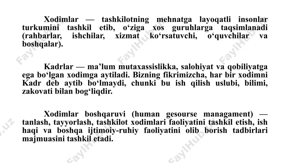 i boshqarish xizmatidagi masalalar ikki yo‘nalishda xodimlar bilan ishlashni tashkil qilishni taqazo etadi. bu yo‘nalishlar quyidagilardan iborat. birinchi yo‘nalish: a) xodimni ijtimoiy himoyalash (sog‘lik to‘g‘risida doimiy g‘amho‘rlik, o‘z vaqtida dam olishini taminlash, yashash sharoitlarini yaxshilash va oqilona ovqatlanishni tashkil qilish); b) ilg‘or xodimlarni mukofotlash dasturlari (mukofotlar, yorliqlar, yo‘llanmalar, unvonlar, ordenlar va boshqalar); v) ish sharoitini yaxshilash, jamoada ijodiy psixologik muhitni hosil qilishni ta’minlash to‘g‘risida rahbar xodimga ko‘rsatma va takliflar ishlab chiqish. ikkinchi yo‘nalish — huquq va tartib-intizom yo‘nalishi — xodimlar bilan rahbariyat orasida keng ko‘lamli o‘zaro munosabat masalalarini qamrab oladi (mehnat munosabatlari, nizolar, to‘qnashuvlar, lavozimdagi rahbarlar va xodimlar uchun yo‘riqnomalar, ikki tomonlama tuzilgan shartnomalar, har xil mazmundagi arizalar va boshqalar). ijodiy fikrlash nima? ijodiy fikrlash bu asl muammoga g'ayrioddiy va yaxshi echimlarni yaratishdir. ijodiy fikrlash sizga topshiriqlarga tezroq javob berishga, qiyin vaziyatlardan mohirona chiqib ketishga, namunalardan tashqarida yashashga va ajoyib g'oyalarni yaratishga yordam beradi. ushbu tamoyilga ko'ra, ijodiy fikrlashning ikki …