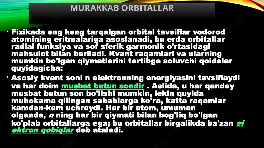 eng keng tarqalgan atom orbitalari - Page 5