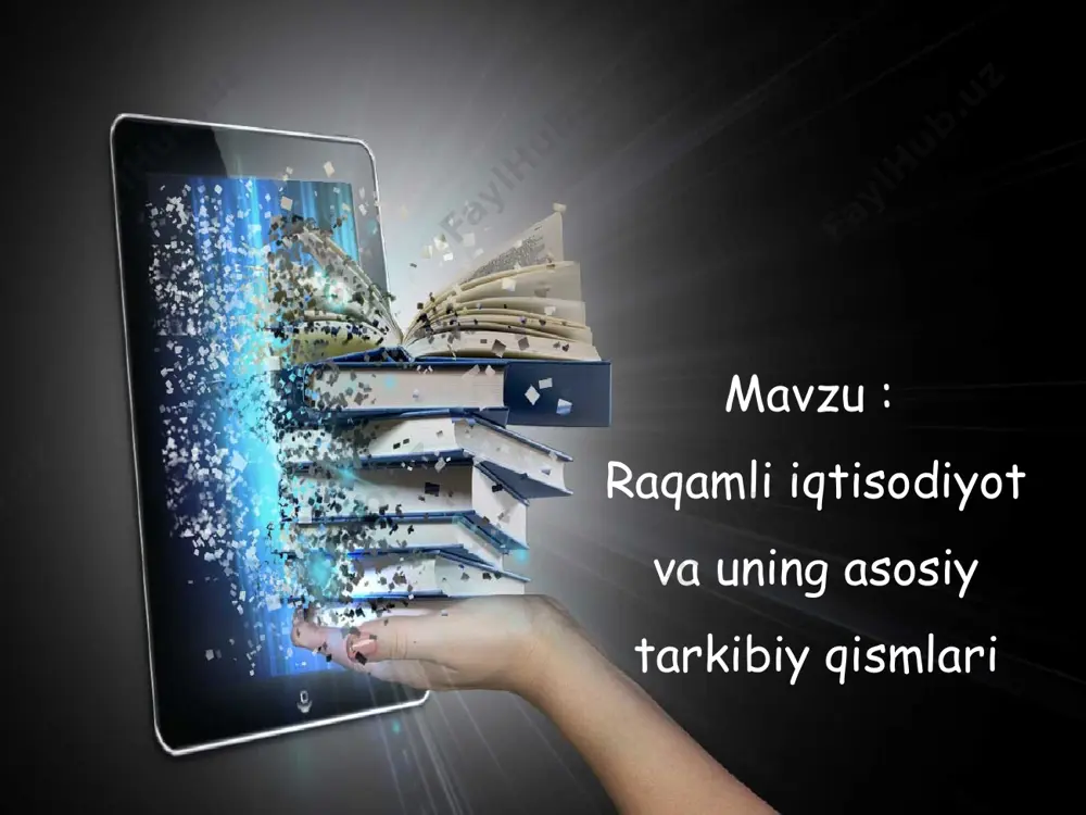 “internet-iqtisodiyot (internet economy) “elektron iqtisodiyot (e-economy)” “virtual iqtisodiyot (virtual economy) raqamli iqtisodiyot tushuncha nisbatan uzoq bo'lmagan vaqtda, birinchi marta 1995-yili massachusets universiteti amerikalik olim, dasturchi nikolas negroponte tomonidan aniqlab berilgan. “raqamli iqtisodiyot" terminini amaliyotga kiritgan bo'lsa, hozirda bu istilohni butun dunyodagi siyosatchilar, iqtisodchilar, jurnalistlar, tadbirkorlar - deyarli barcha qo'llamoqda. "raqamli iqtisodiyot" atamasi ilmiy va ishbilarmon doiralarda paydo bo'lishi 1994 yilda nashr etilgan "raqamli iqtisodiyot" kitobining muallifi don tapskot bilan bog‘liqdir. raqamli iqtisodiyot - bu xo'jalik faoliyatini yuritish bo'lib, bunda ishlab chiqarish va xizmat ko'rsatishdagi asosiy omil raqamlar ko'rinshidagi ma'lumotlar bo'lib, katta hajmdagi axborotlarni qayta ishlash va shu qayta ishlash natijasini analiz qilish yordamida har xil turdagi ishlab chiqarish, xizmat ko'rsatish, texnologiyalar, qurilmalar, saqlash, mahsulotlarni yetkazib berishda oldingi tizimdan samaraliroq yechimlar tadbiq qilishdir. boshqacha qilib aytgancha, raqamli iqtisodiyot bu onlayn xizmatlar ko'rsatish, elektron tulovlar amalga oshirish, internet savdo, kraudfanding va boshqa turdagi sohalarni raqamli kompyuter texnologiyalarini rivojlanishi bilan bog'langan faoliyatdir. raqamli …