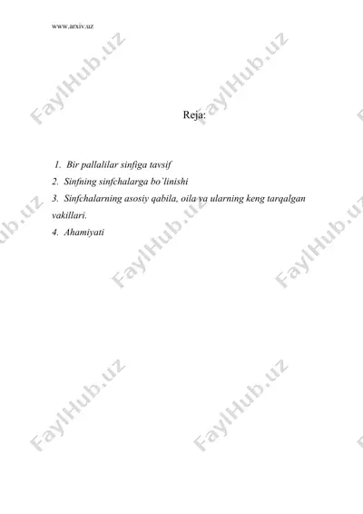 bir pallali yoki lolasimon o`simliklar sinfi-monocotyledonae yoki liliopsida — DOC