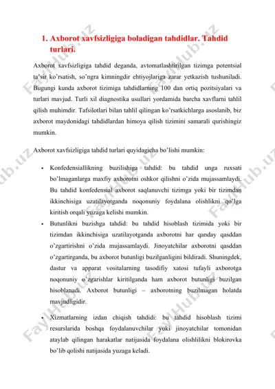 axborot xavfsizligiga boladigan tahdidlar — DOC