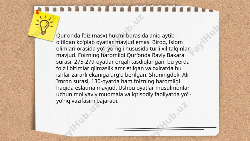 . t.me/slaydai_bot 10. nasx va abrogatsiya nasx va abrogatsiya islom huquqida muhim tushunchalardir. nasx – yaratgan tomonidan avvalgi hukmni keyingi hukm bilan almashtirishdir. masalan, qur'onda 43 ta oyat nasx qilingan deb hisoblanadi. abrogatsiya esa xalqaro va milliy huquqiy tizimlarda qabul qilingan normativ hujjatni bekor qilish yoki yangi hujjat bilan almashtirish jarayonidir. bu jarayon qonunlar va boshqa me'yoriy aktlarga nisbatan qo'llanadi. abrogatsiya orqali amalda bo'lgan qoidalar yangilanadi yoki bekor qilinadi, bu esa huquqiy tizimning zamon talablariga moslashuviga xizmat qiladi. nasx va abrogatsiya, huquqiy tartib va diniy qonunlar kontekstida muvozanat va yangilanishni ta'minlaydi. ... t.me/slaydai_bot qur'onda nasx qilish tadbiri, ba'zi hukmlarni vaqt o‘tishi bilan o‘zgartirish yoki bekor qilish orqali o‘zgartirishni nazarda tutadi. asosiy sabablar orasida musulmonlar jamoasining ehtiyojlari va sharoitlari o‘zgarishi hamda ijtimoiy ahvolga moslashish kiradi. nasx qilish, o‘zgargan holatlarda yaxshiroq tartibni joriy etish va o‘z vaqtida tushirilgan hukmlarni yangilash orqali payg‘ambar (s.a.v) vaqtida samaraliroq amaliyotlarni amalga oshirishga yordam berdi. ba’zi oyatlar …