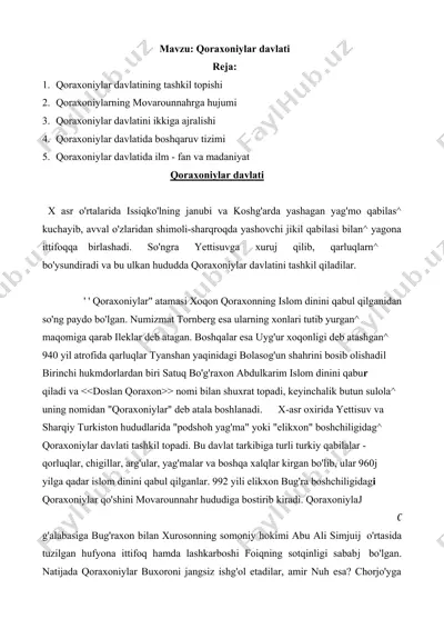 qoraxoniylar davlati — DOCX