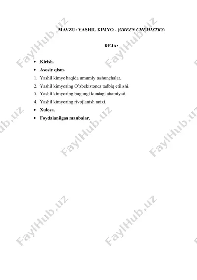 yashil kimyo - (green chemistry) — DOCX
