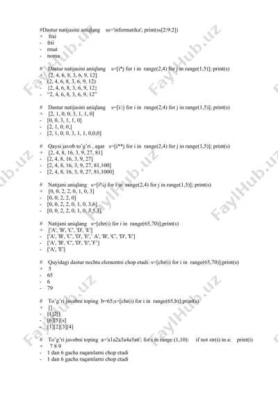 python kodlarining amaliy ishlari — DOC
